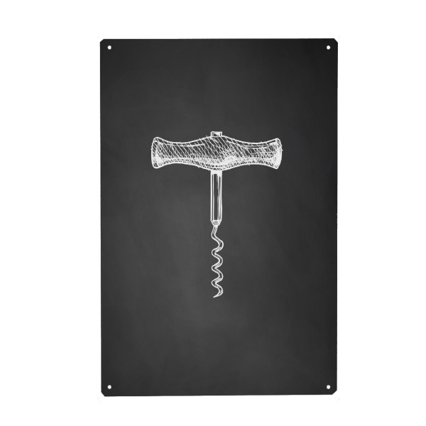 Holzbild "Korkenzieher vintage" artboxONE - Essen & Trinken,Schwarzweiß,Essen & Trinken / Alkohol - Wein,Alkohol,Korkenzieher,Tafel,Vintage