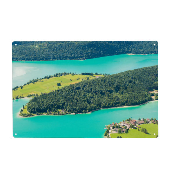 Holzbild "Katzenkopf im Walchensee" artboxONE - Natur - Walchensee,Alpen,See,Alpensee,Bayern,Wald,Wasser