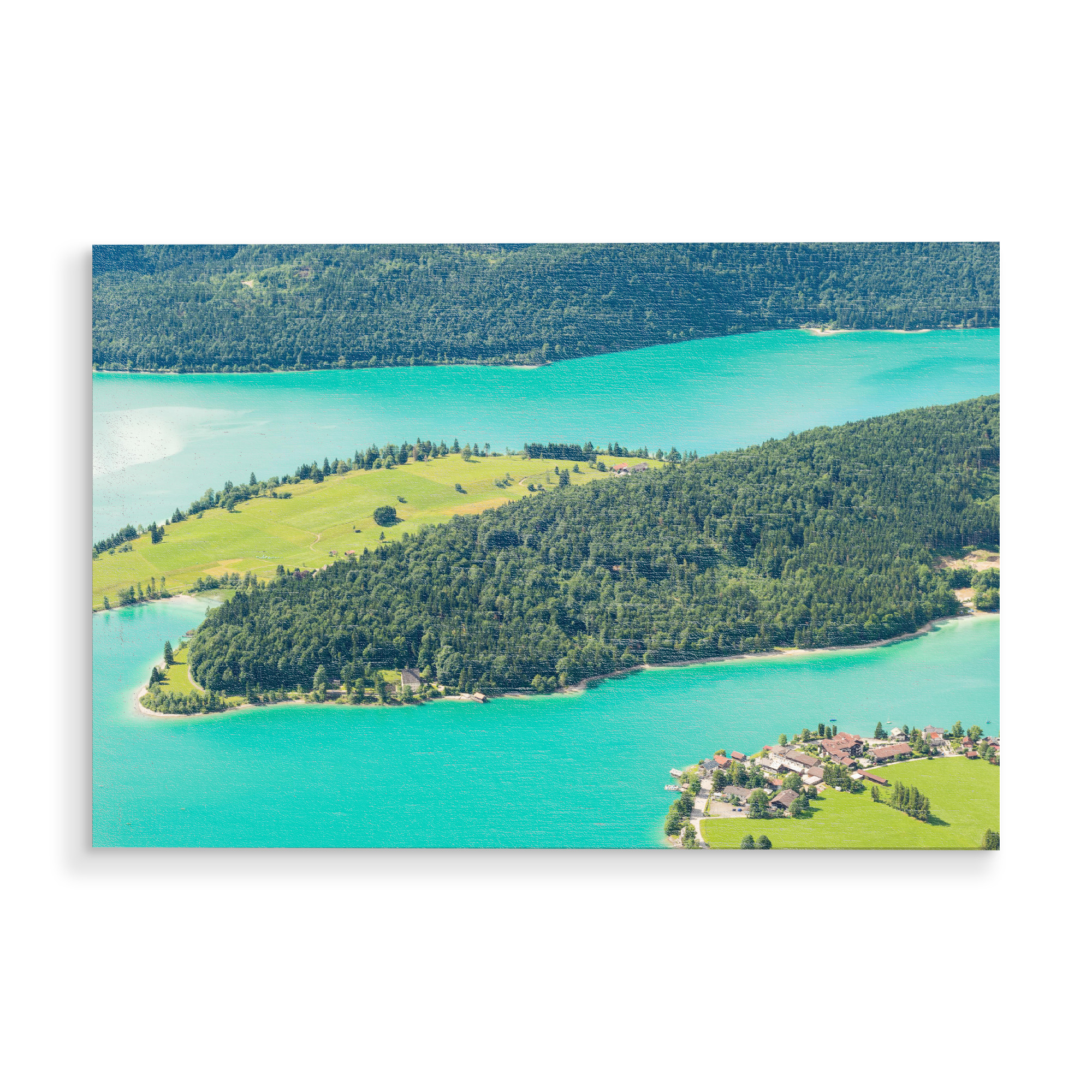Holzbild "Katzenkopf im Walchensee" artboxONE - Natur - Walchensee,Alpen,See,Alpensee,Bayern,Wald,Wasser