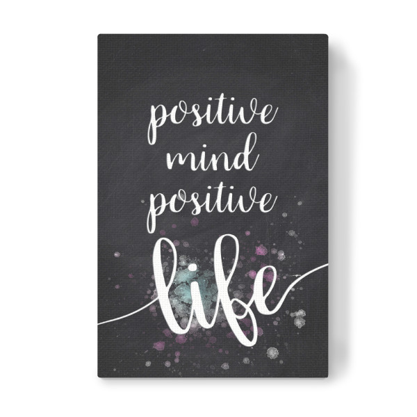 Leinwandbild "POSITIVE MIND" artboxONE - Typografie,Schwarzweiß - Positiv,Leben