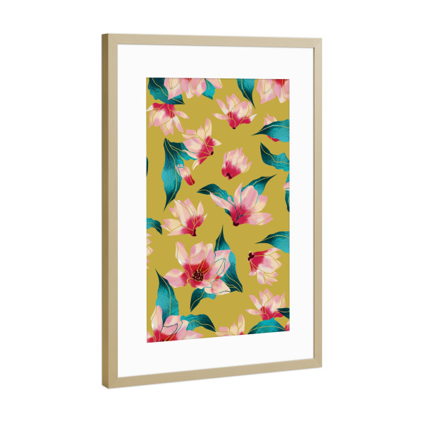 Poster mit Rahmen Gold "Floral Aura" artboxONE - Floral - Pattern,Botanical,Blossom,Flowers
