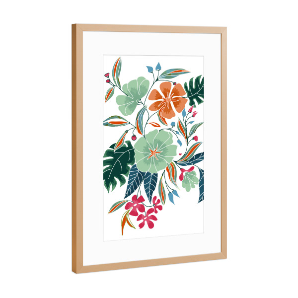 Poster mit Rahmen Kupfer "Minty Rust Floral" artboxONE - Floral - Pattern,Nature,Exotic,Botanical,Blossom,Flowers,Bloom,Leaves