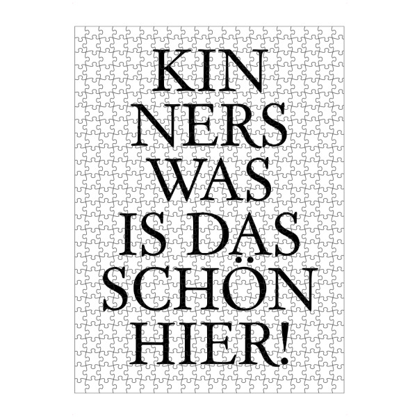Puzzle Ravensburger "Kinners was is das schön hier!" artboxONE - Typografie,Schwarzweiß - Hessen,Hessisch,Dialekt,Schön - Bild hessen