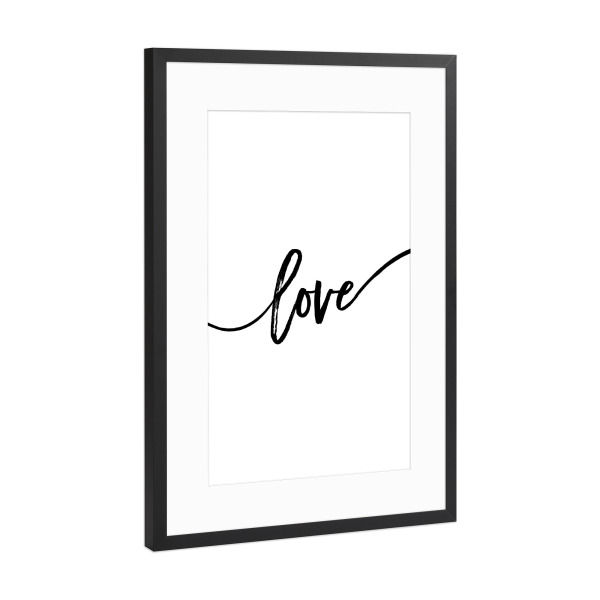 Poster mit Rahmen Schwarz (Metallic) "Love!" artboxONE - Schwarzweiß,Liebe - Love