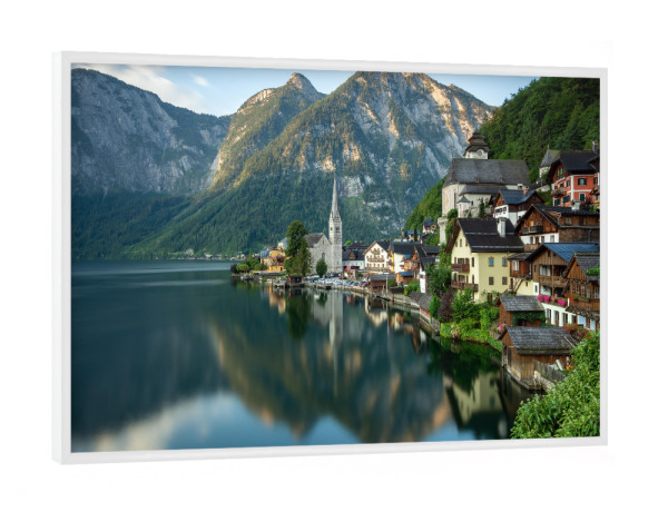 Poster mit weißem Rahmen "Hallstatt in Österreich" artboxONE - Reise - Hallstätter see,Alpen,Berge,Salzkammergut