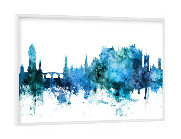 Poster mit weißem Rahmen "Stirling Scotland Skyline Blue" artboxONE - Städte - Stirling,Skyline,Scotland,City,Uk,United kingdom