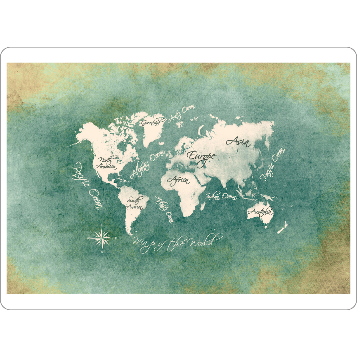 Tischset "World map white green" artboxONE - Kartografie - Weltkarte,Karte,Welt,Atlas,Weltkarte - Bild weltkarte