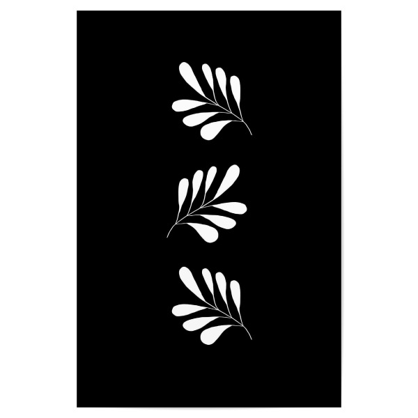 Poster 30x20 cm "Floral schwarz" artboxONE - Floral,Schwarzweiß - Floral,Blätter