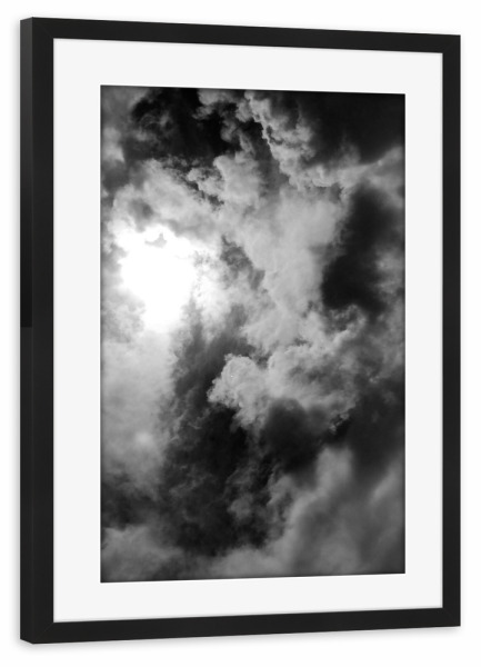 Poster mit Rahmen schwarz "Clouds One" artboxONE - Natur,Schwarzweiß - Cloud,Sky,Sun