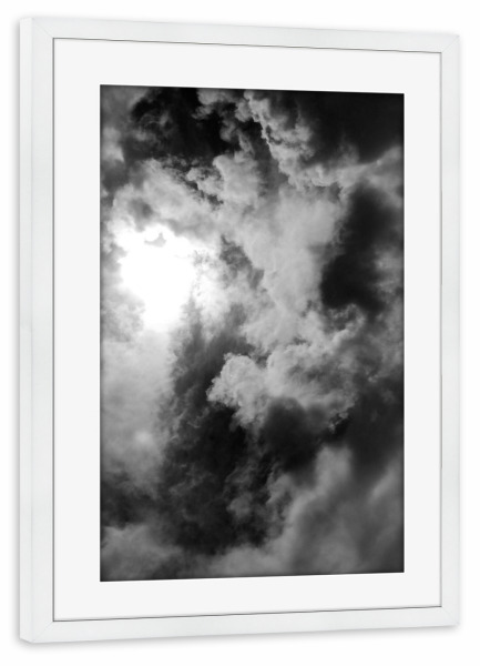 Poster mit Rahmen weiß "Clouds One" artboxONE - Natur,Schwarzweiß - Cloud,Sky,Sun