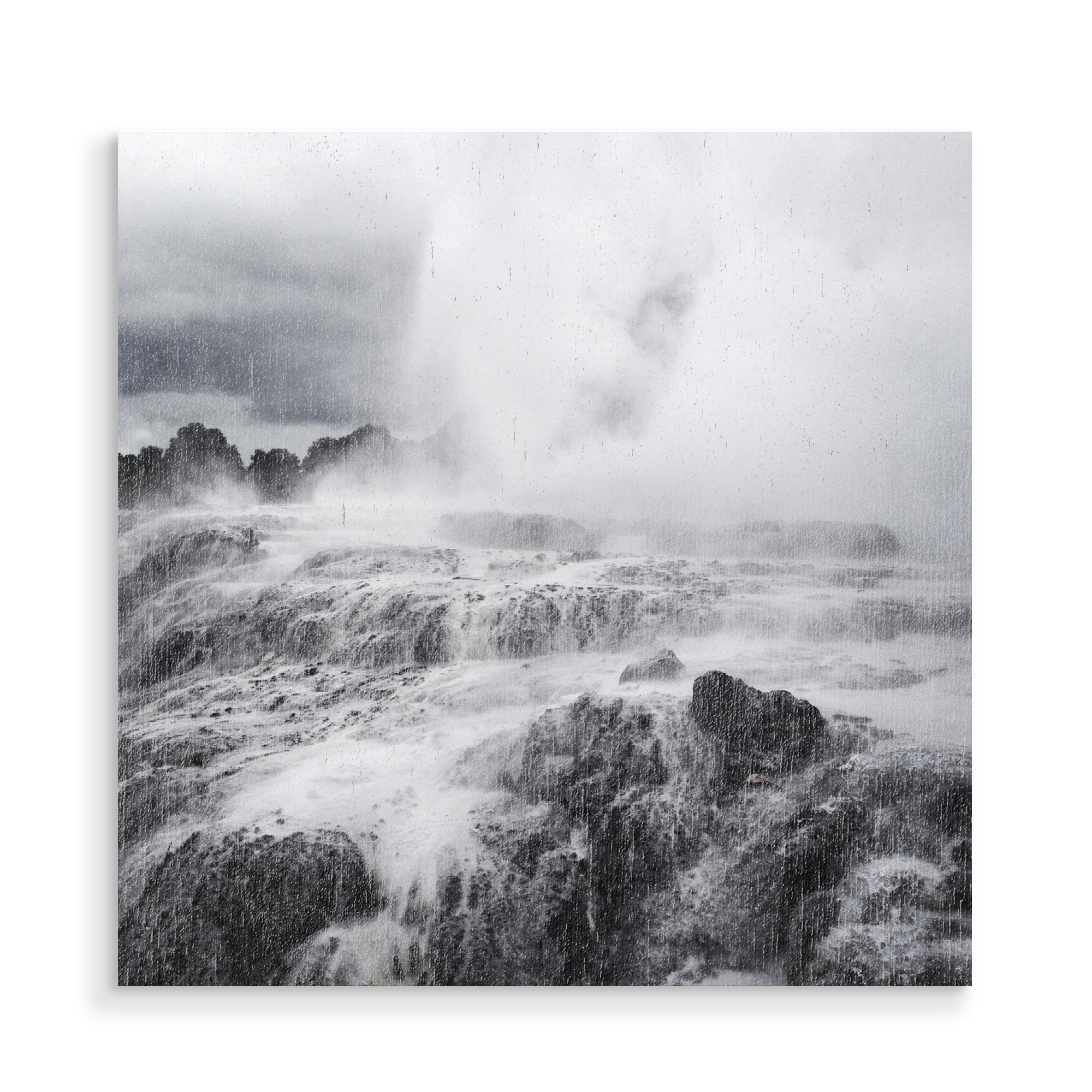 Holzbild "Te Puia" artboxONE - Natur,Schwarzweiß - Water,Mountain,Spring