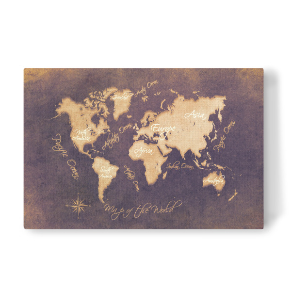 Leinwandbild "Word map mistery" artboxONE - Kartografie - Weltkarte,Karte,Welt,Atlas,Weltkarte