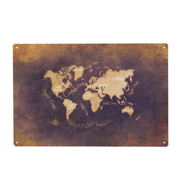 Holzbild "Word map mistery" artboxONE - Kartografie - Weltkarte,Karte,Welt,Atlas,Weltkarte