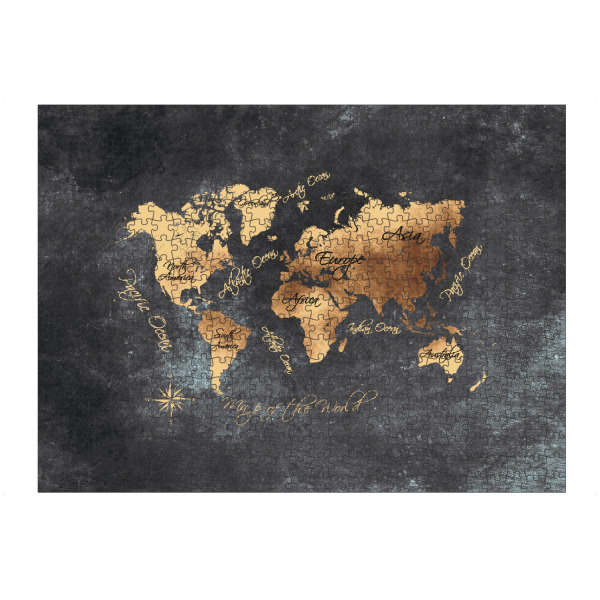 artboxONE Puzzle "World map black yellow gold" artboxONE - Kartografie - Weltkarte,Karte,Welt,Weltkarte,Reise,Travel,Worldmap,Map