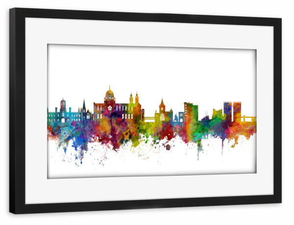 Poster mit Rahmen schwarz "Galway Ireland Skyline" artboxONE - Städte - Galway,Ireland