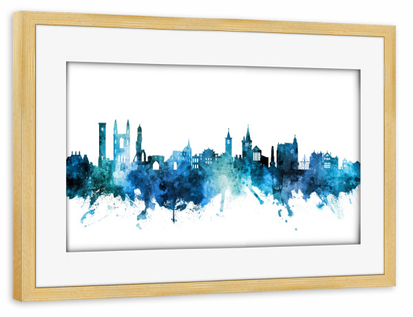 Poster mit Rahmen kiefer "St Andrews Scotland Skyline Blue" artboxONE - Städte / Weitere - St andrews,Saint andrews,Skyline,Scotland
