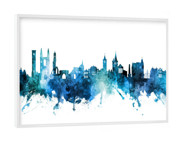 Poster mit weißem Rahmen "St Andrews Scotland Skyline Blue" artboxONE - Städte / Weitere - St andrews,Saint andrews,Skyline,Scotland