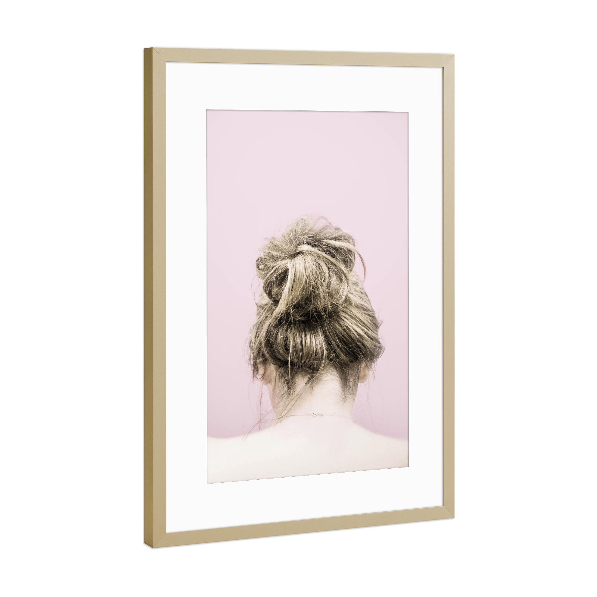 Poster mit Rahmen Gold "Girl with a messy bun" artboxONE - Menschen,Für Mama