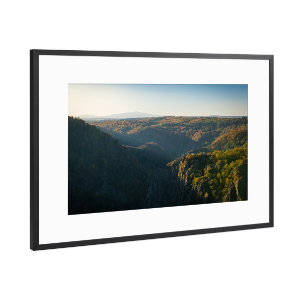 Poster mit Rahmen Schwarz (Metallic) "Brockenblick im Herbst" artboxONE - Natur