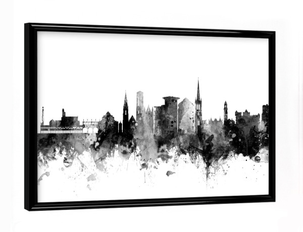 Poster mit schwarzem Rahmen "Bournemouth England Skyline Black" artboxONE - Städte,Schwarzweiß - Bournemouth,Skyline,England