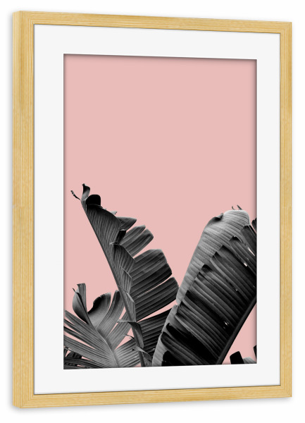 Poster mit Rahmen kiefer "Palm Leaf collage" artboxONE - Natur