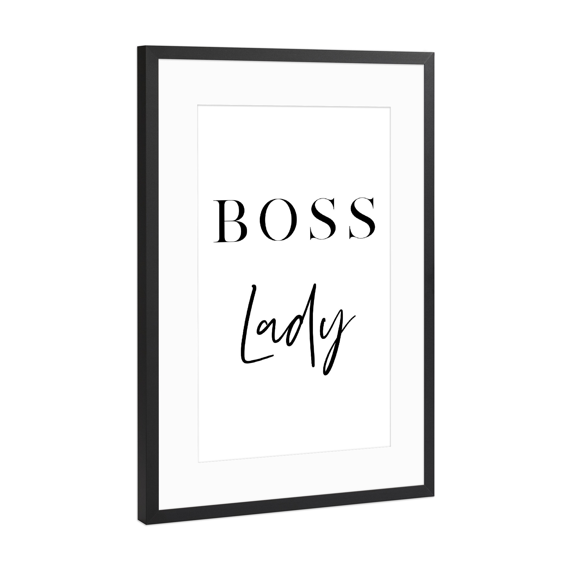 Poster mit Rahmen Schwarz (Metallic) "Boss Lady!" artboxONE - Typografie,Schwarzweiß,Für Mama