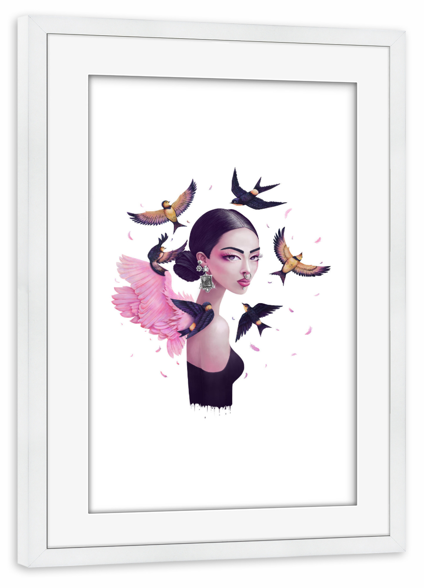 Poster mit Rahmen weiß "Boho girl" artboxONE - Festivals - Boho,Bohemian,Boho-chic