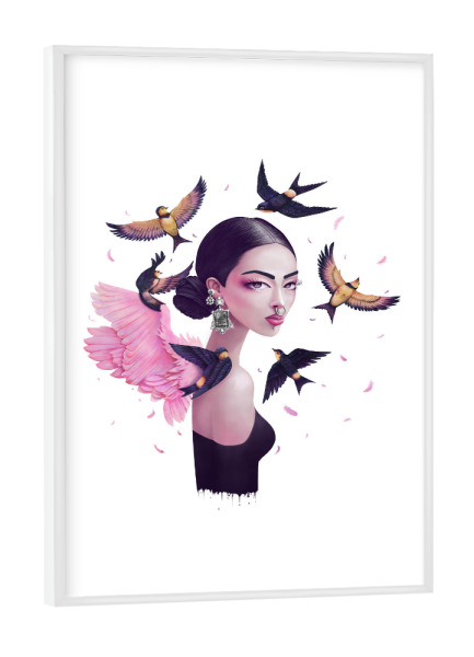 Poster mit weißem Rahmen "Boho girl" artboxONE - Festivals - Boho,Bohemian,Boho-chic