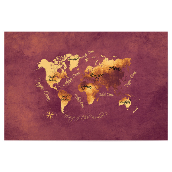 Poster "World map rose brown" artboxONE - Kartografie - Weltkarte,Karte,Welt,Atlas,Weltkarte,Kontinente