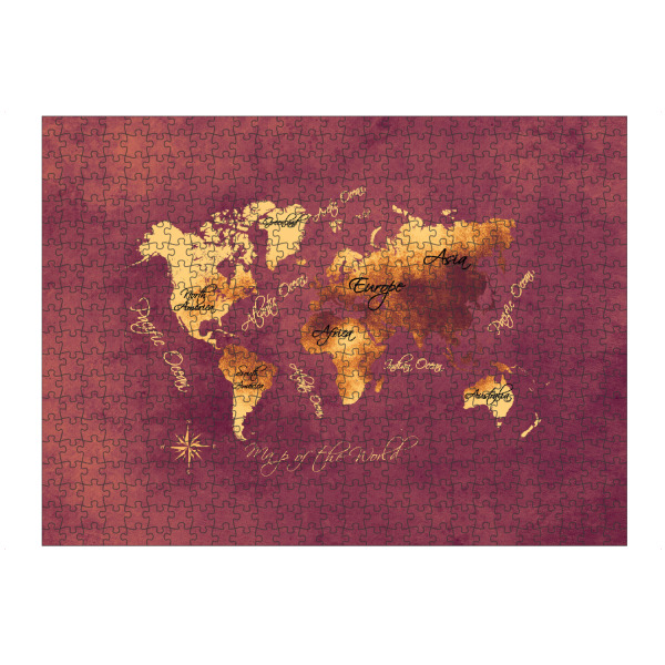 Puzzle Ravensburger "World map rose brown" artboxONE - Kartografie - Weltkarte,Karte,Welt,Atlas,Weltkarte,Kontinente - Bild weltkarte
