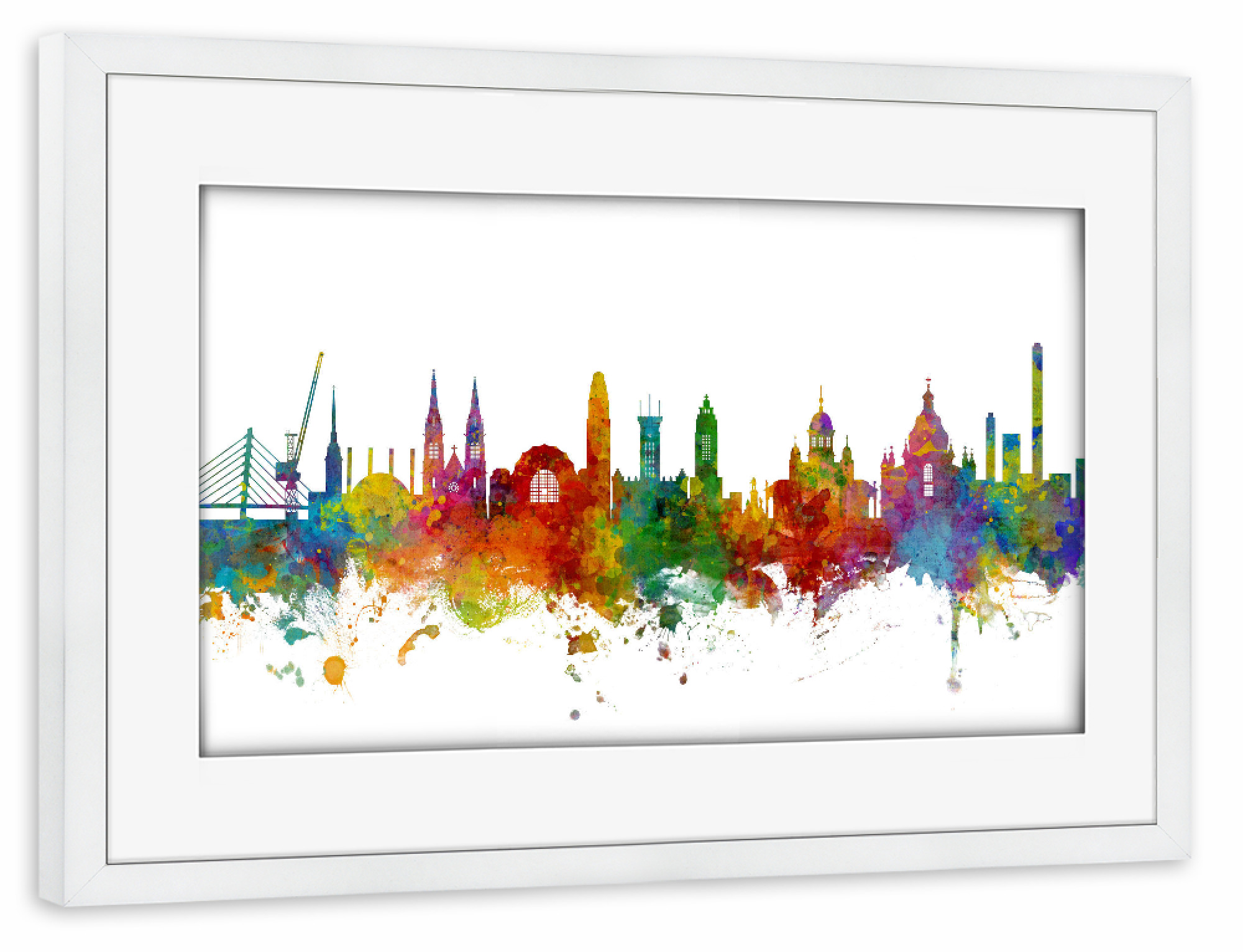Poster mit Rahmen weiß "Helsinki Finland Skyline" artboxONE - Städte - Helsinki,Skyline,Finland