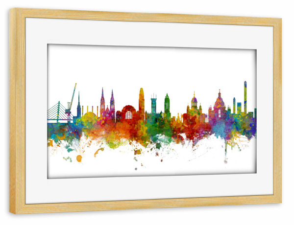 Poster mit Rahmen kiefer "Helsinki Finland Skyline" artboxONE - Städte - Helsinki,Skyline,Finland