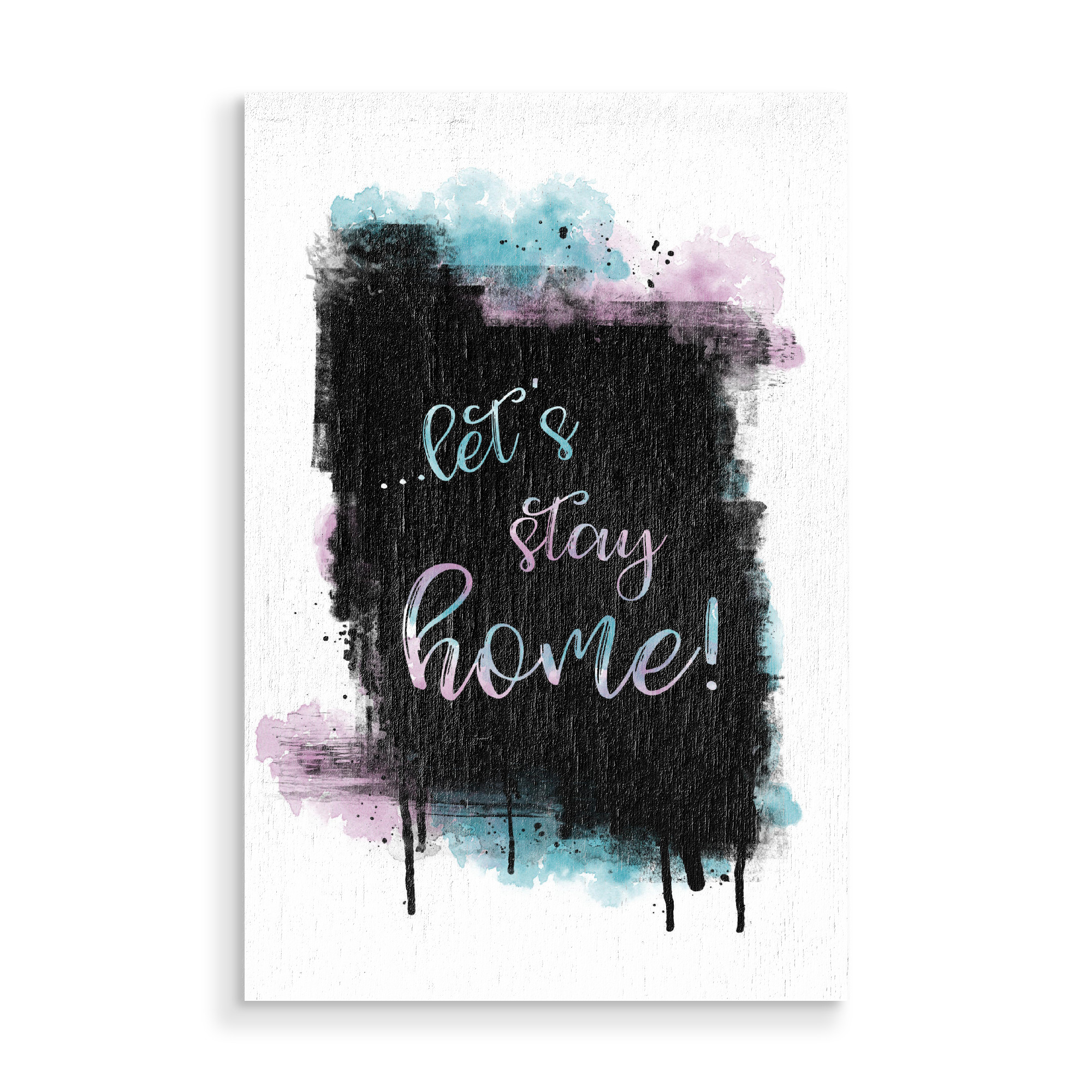 Holzbild "Textkunst LET'S STAY HOME" artboxONE - Typografie - Spruch,Zuhause,Modern
