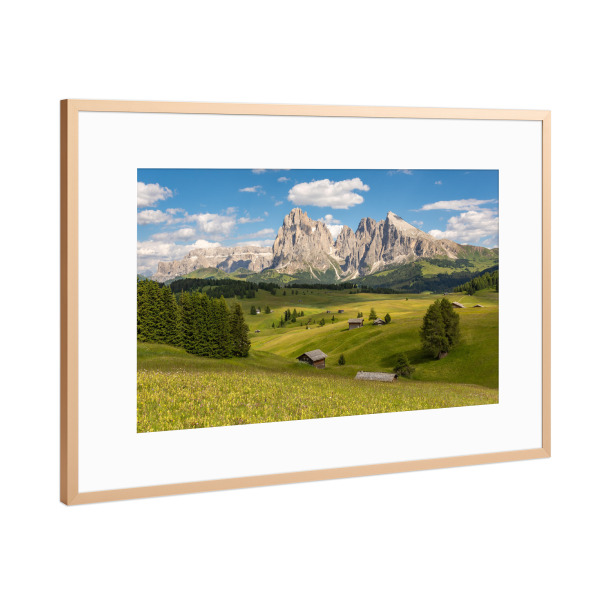 Poster mit Rahmen Kupfer "Sommer auf der Seiser Alm" artboxONE - Natur - Italien,Dolomiten,Alpen