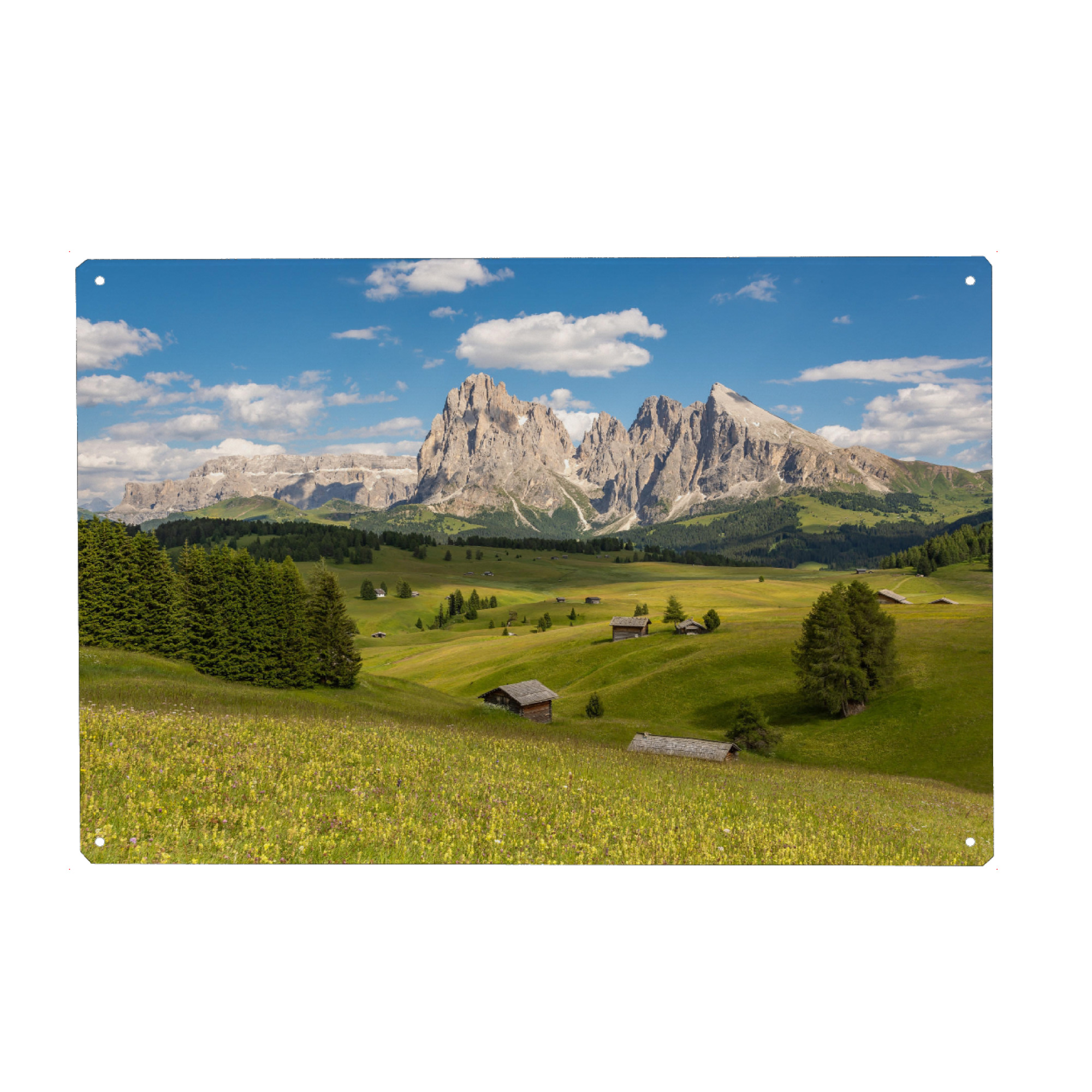 Metall Poster "Sommer auf der Seiser Alm" artboxONE - Natur - Italien,Dolomiten,Alpen - Blechschild