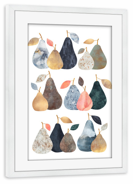 Poster mit Rahmen weiß "Colorful Pears" artboxONE - Essen & Trinken / Obst & Gemüse - Pear,Pears,Fruit,Kitchen,Nature