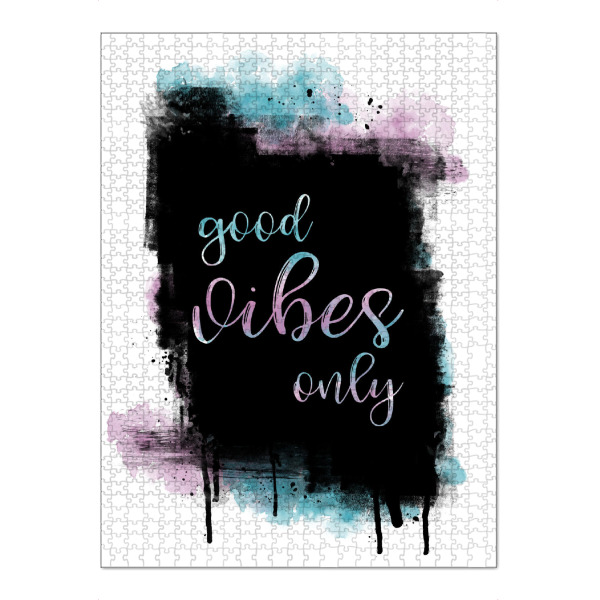 Puzzle Ravensburger "Textkunst GOOD VIBES ONLY" artboxONE - Typografie - Spruch,Modern,Positive energie - Bild spruch