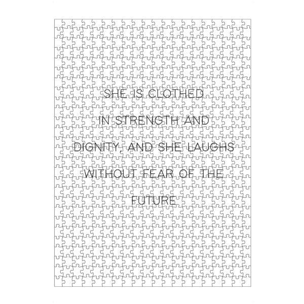 artboxONE Puzzle "Strength and Dignity" artboxONE - Typografie,Schwarzweiß - Strong women,Strength,Dignity,Laugh,Future,Fear - Bild strong women