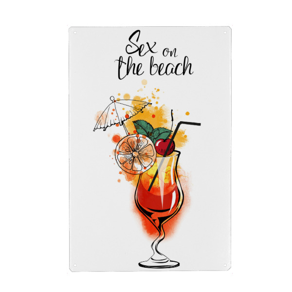 Holzbild "Sex on the beach cocktail" artboxONE - Essen & Trinken / Alkohol - Sex on the beach,Cocktail,Watercolor,Alcohol