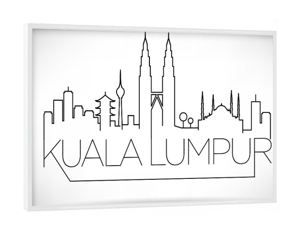 Poster mit weißem Rahmen "Minimal Kuala Lumpur Skyline" artboxONE - Städte,Schwarzweiß - Kuala lumpur,Malaysia