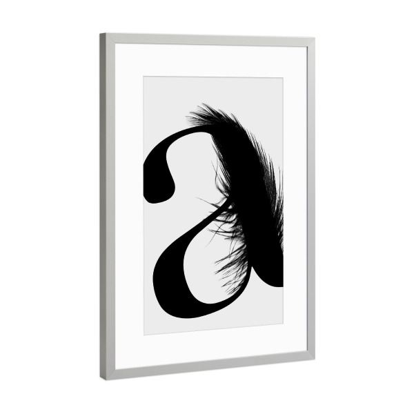 Poster mit Rahmen Silber "Flying Letter -A" artboxONE - Schwarzweiß,Buchstaben,Buchstaben / A