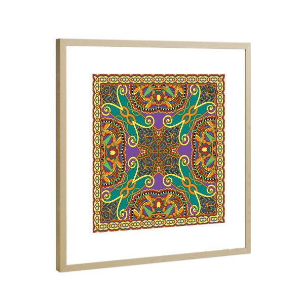 Poster mit Rahmen Gold "Scarf print Cuba" artboxONE - Abstrakt - Ethno,Scarf,Scarfprint,Festival,Bohemian