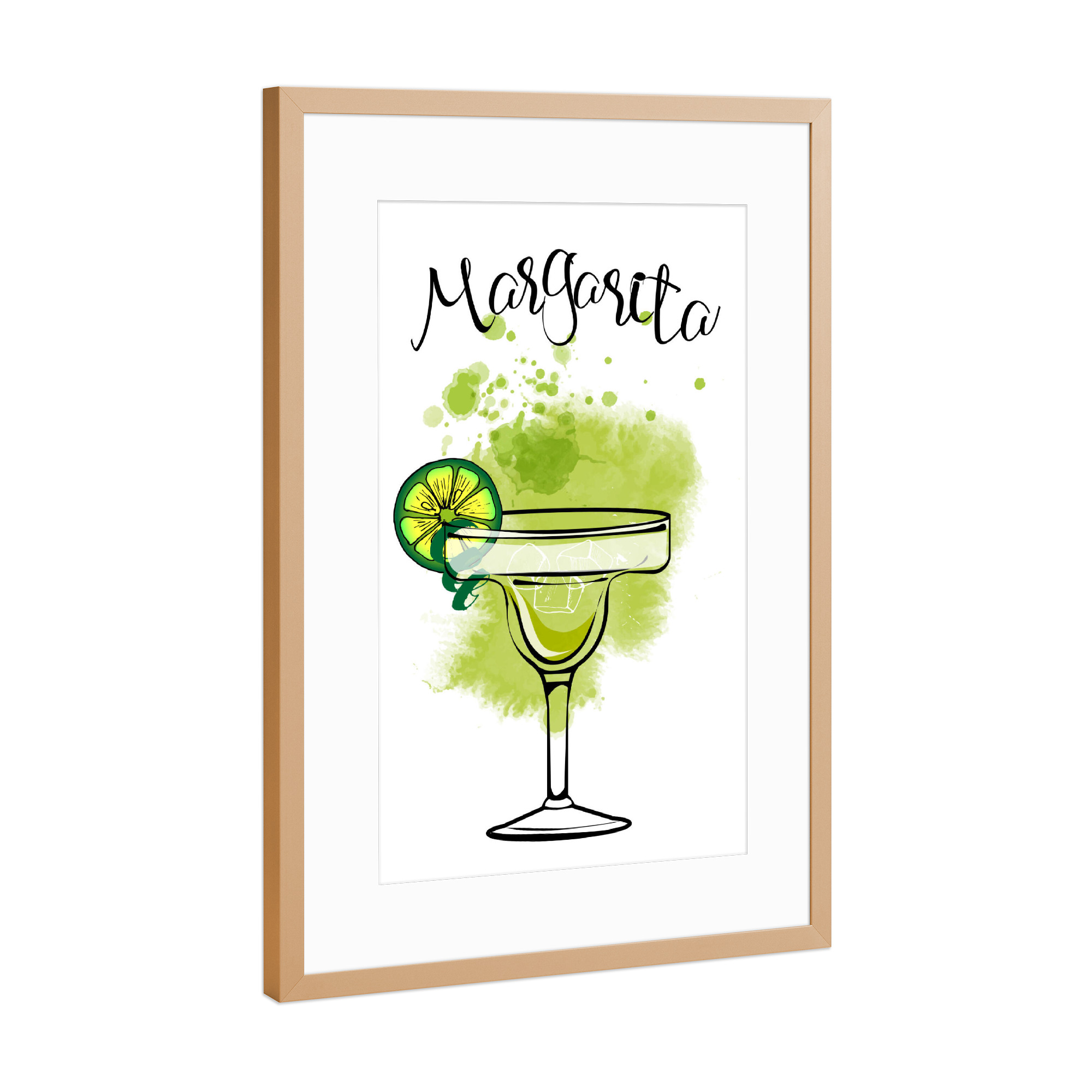 Poster mit Rahmen Kupfer "Margarita" artboxONE - Essen & Trinken / Alkohol - Margarita,Cocktail,Illustration,Watercolor,Alcohol,Glass