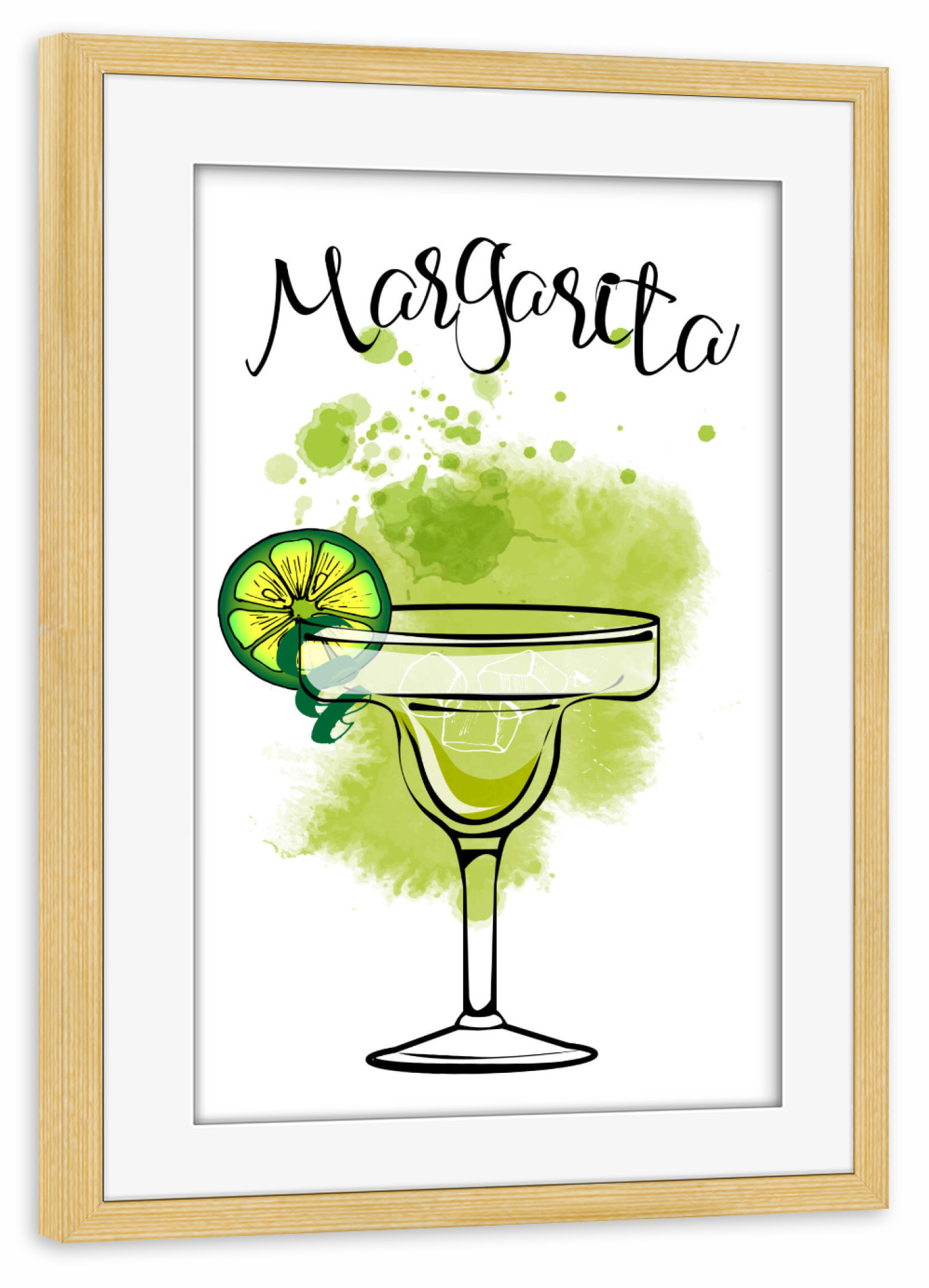 Poster mit Rahmen kiefer "Margarita" artboxONE - Essen & Trinken / Alkohol - Margarita,Cocktail,Illustration,Watercolor,Alcohol,Glass