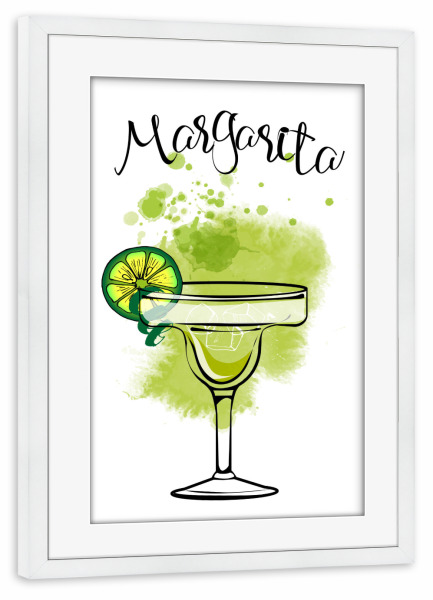 Poster mit Rahmen weiß "Margarita" artboxONE - Essen & Trinken / Alkohol - Margarita,Cocktail,Illustration,Watercolor,Alcohol,Glass