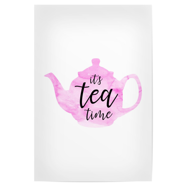 Poster "It's Tea time!" artboxONE - Typografie,Essen & Trinken,Schwarzweiß