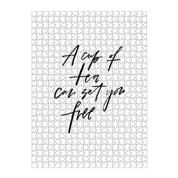 artboxONE Puzzle "A Cup Of Tea Can Set You Free" artboxONE - Typografie,Schwarzweiß - Tea,Cup,Free,Tea time - Bild tea