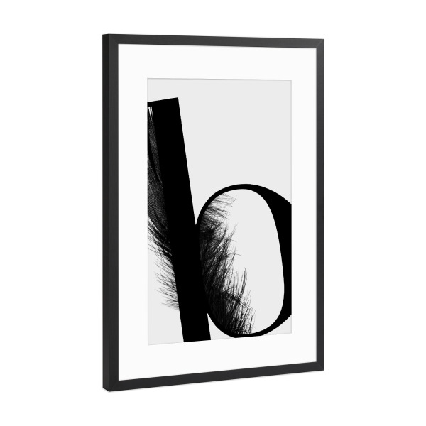 Poster mit Rahmen Schwarz (Metallic) "Flying Letter -B" artboxONE - Schwarzweiß,Buchstaben,Buchstaben / B