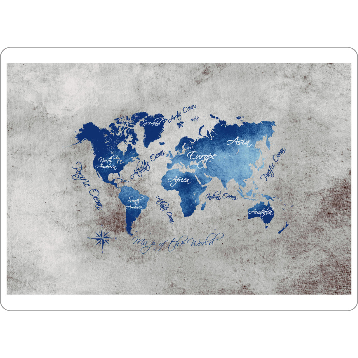 Tischset "World map blue grey" artboxONE - Kartografie - Weltkarte,Karte,Welt,Atlas,Weltkarte - Bild weltkarte