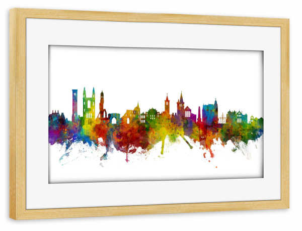 Poster mit Rahmen kiefer "St Andrews Scotland Skyline" artboxONE - Städte - St andrews,Skyline,Scotland,Saint andrews
